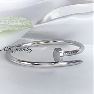 💎Silver NAIL Bracelet,Titanium Stackable Bangle